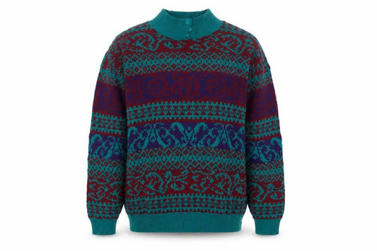 Front view of Gina Peters Men's Multicoloured Retro Mock Neck jumper M