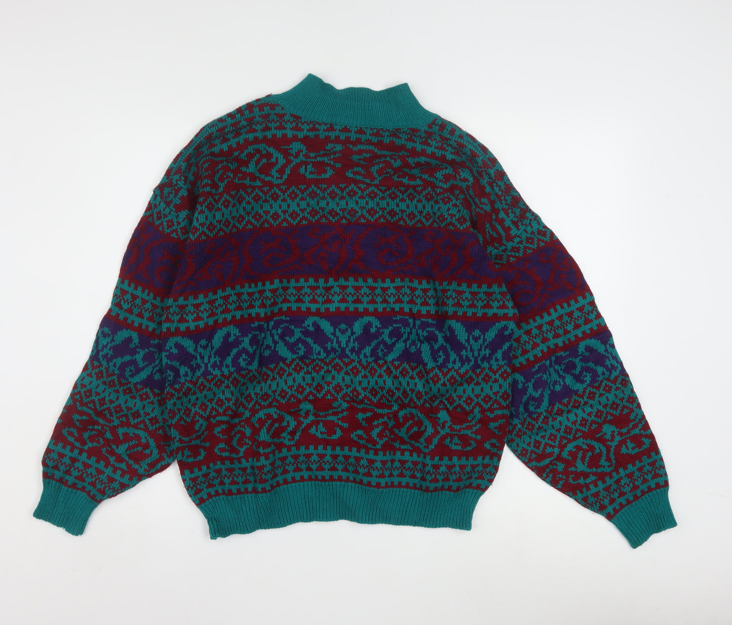 Gina Peters Men's Multicoloured Retro Mock Neck Pullover Jumper M