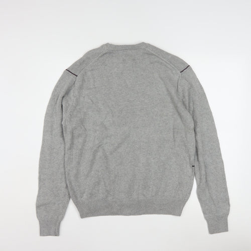 David Taylor Men's Grey Check Cotton Pullover Jumper Size S