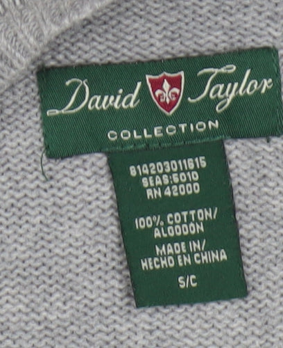 David Taylor Men's Grey Check Cotton Pullover Jumper Size S