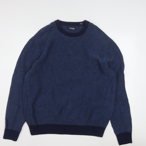 Chaps Men's Blue Cotton Waffle-Knit Crew Neck Jumper Size XL