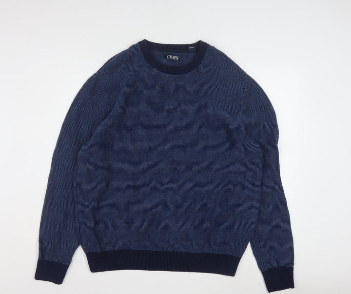 Chaps Men's Blue Cotton Waffle-Knit Crew Neck Jumper Size XL