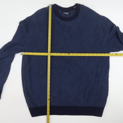 Chaps Men's Blue Cotton Waffle-Knit Crew Neck Jumper Size XL