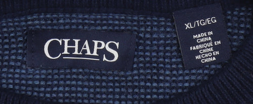 Chaps Men's Blue Cotton Waffle-Knit Crew Neck Jumper Size XL
