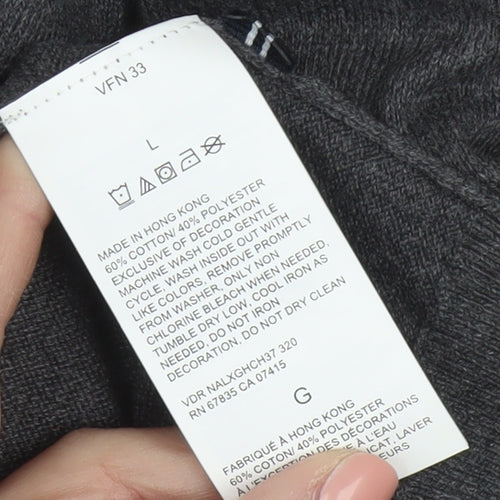 Nautica Men’s Grey V-Neck Pullover Jumper L Cotton Blend