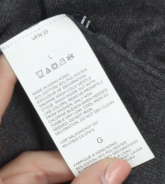 Nautica Men’s Grey V-Neck Pullover Jumper L Cotton Blend