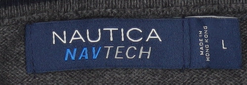 Nautica Men’s Grey V-Neck Pullover Jumper L Cotton Blend