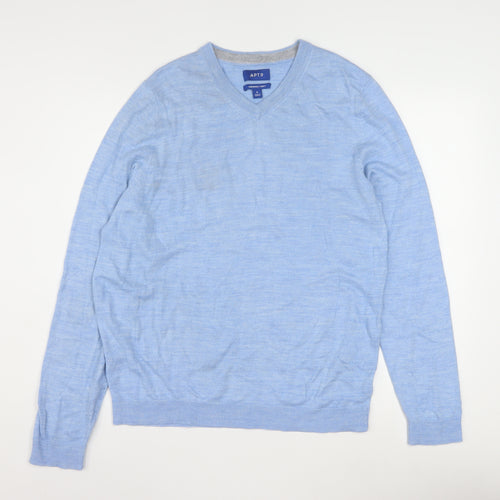 APT.9 Men's Blue V-Neck Lightweight Pullover Jumper Size M