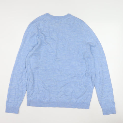 APT.9 Men's Blue V-Neck Lightweight Pullover Jumper Size M