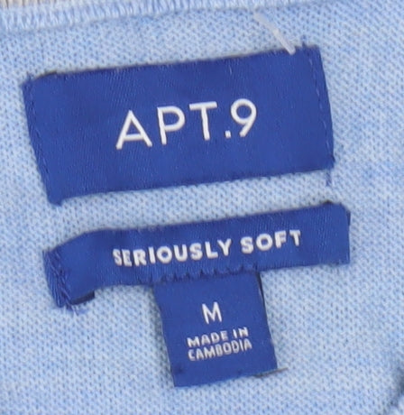 APT.9 Men's Blue V-Neck Lightweight Pullover Jumper Size M