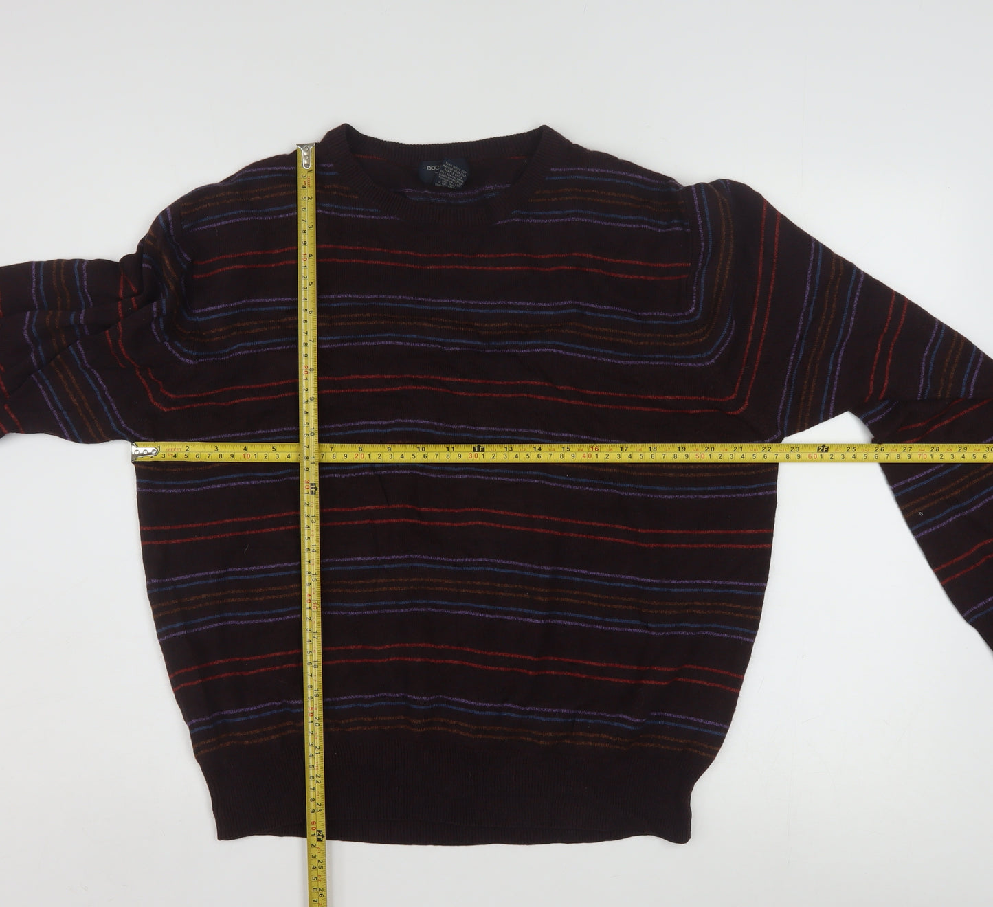 Dockers Men's Multicoloured Striped Acrylic Pullover Jumper L
