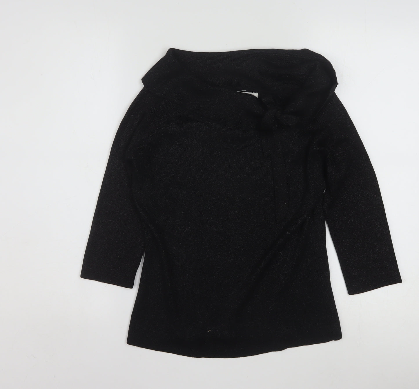 Joseph A. Womens Black Silk Cowl Neck 3/4 Sleeve Jumper Size M