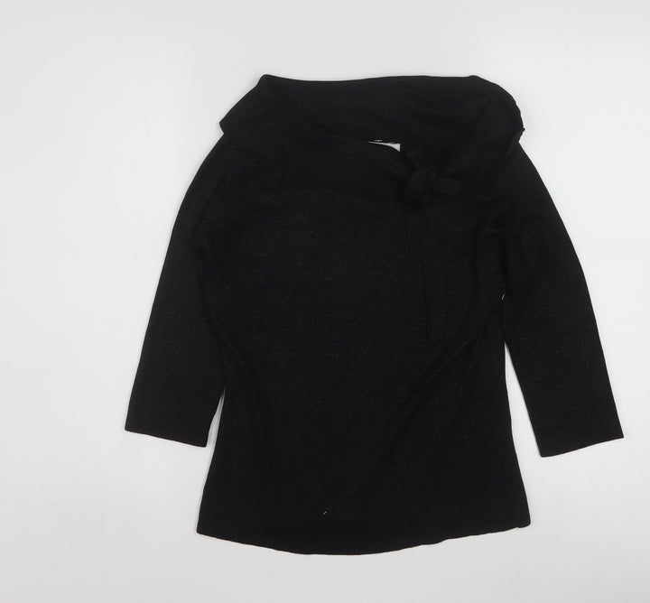 Joseph A. Womens Black Silk Cowl Neck 3/4 Sleeve Jumper Size M