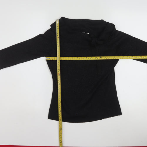 Joseph A. Womens Black Silk Cowl Neck 3/4 Sleeve Jumper Size M