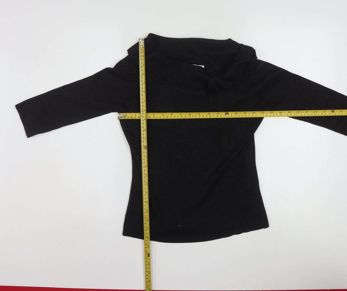 Joseph A. Womens Black Silk Cowl Neck 3/4 Sleeve Jumper Size M