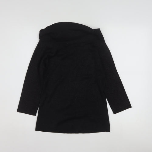 Joseph A. Womens Black Silk Cowl Neck 3/4 Sleeve Jumper Size M