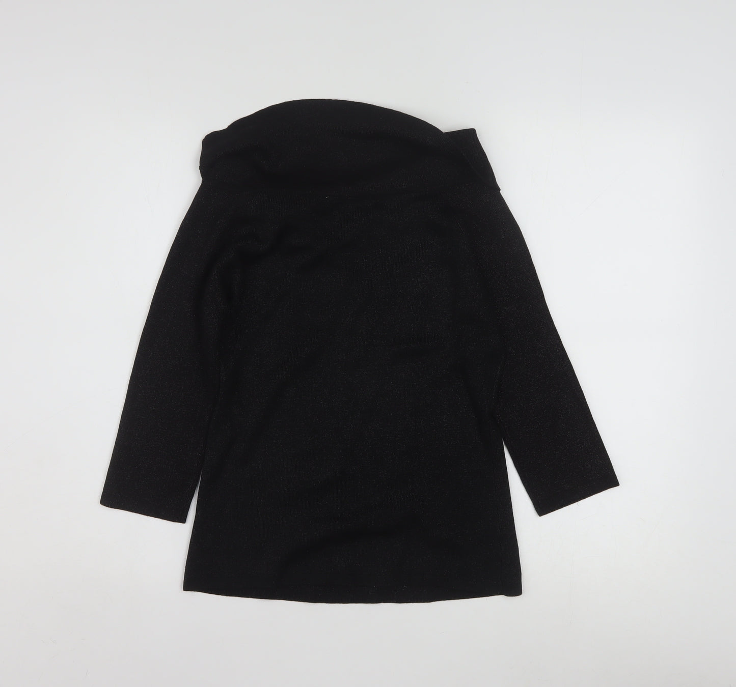 Joseph A. Womens Black Silk Cowl Neck 3/4 Sleeve Jumper Size M