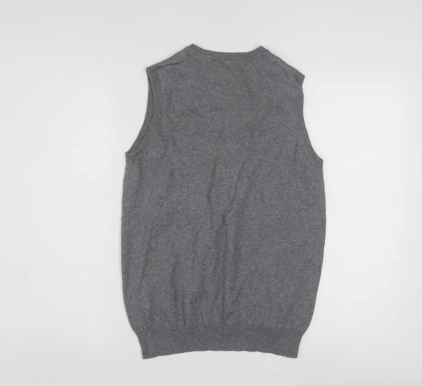 Tag Women Grey Knit V-Neck Sleeveless Vest Jumper XL Cotton Blend
