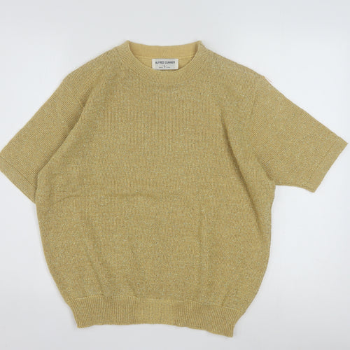 Alfred Dunner Womens Gold Short Sleeve Knit Pullover Jumper Size L