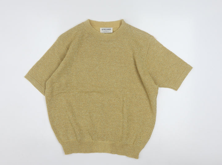 Alfred Dunner Womens Gold Short Sleeve Knit Pullover Jumper Size L