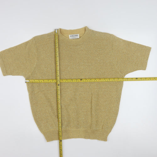 Alfred Dunner Womens Gold Short Sleeve Knit Pullover Jumper Size L