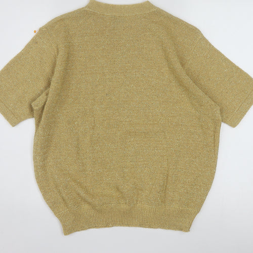 Alfred Dunner Womens Gold Short Sleeve Knit Pullover Jumper Size L