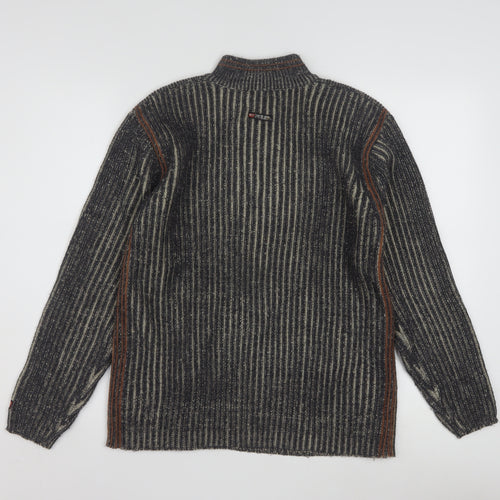 Point Zero Men’s Grey Stripe 1/4 Zip Knit Jumper Size L