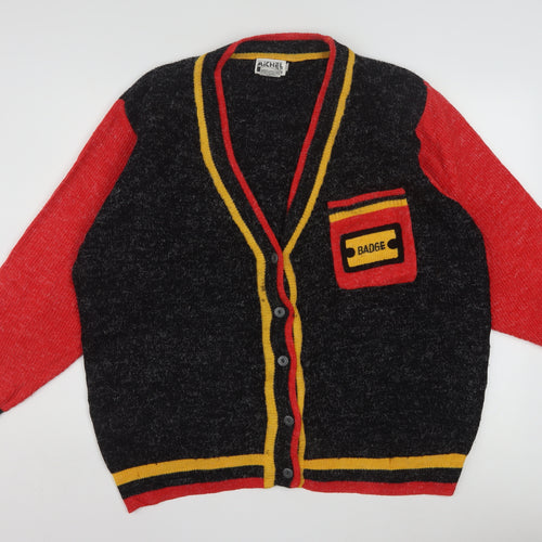 Michel Sport Men's Multicoloured Retro V-Neck Button Cardigan M