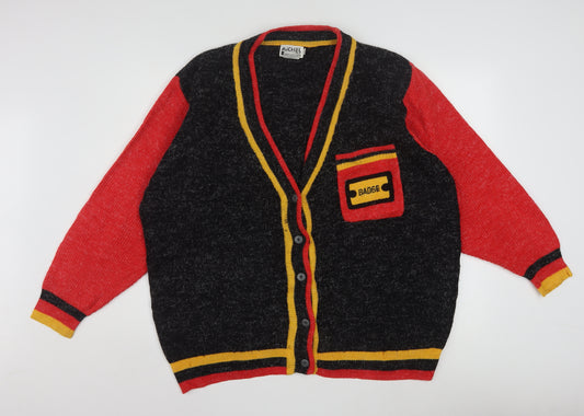 Michel Sport Men's Multicoloured Retro V-Neck Button Cardigan M