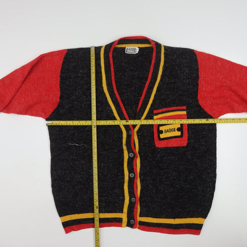 Michel Sport Men's Multicoloured Retro V-Neck Button Cardigan M