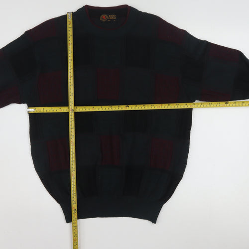 Rosso Cavalli Men's Black Checked Wool Pullover Jumper L Classic Fit