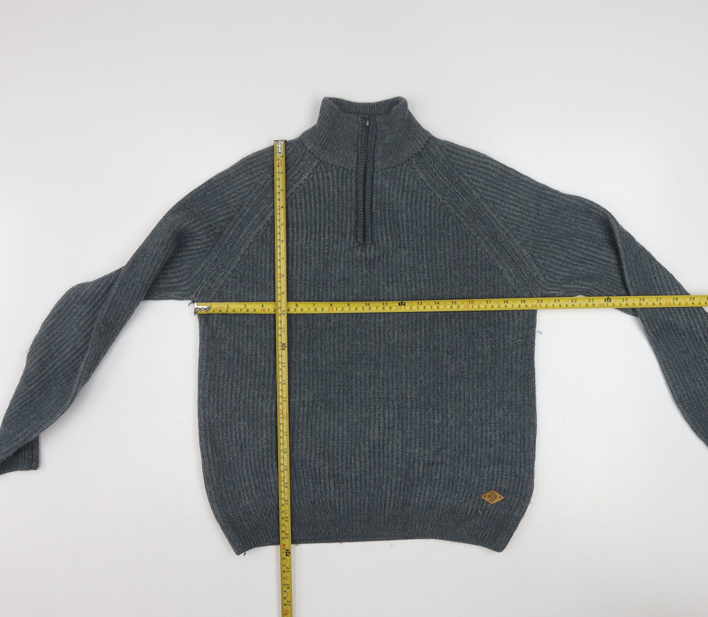 Lee Cooper Men’s Grey Wool Blend 1/4 Zip High Neck Jumper L