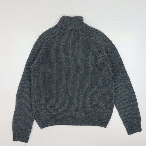 Lee Cooper Men’s Grey Wool Blend 1/4 Zip High Neck Jumper L