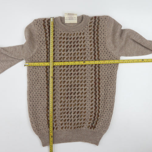 Welsh Country Knitwear Men’s Beige Wool Cable Knit Jumper M