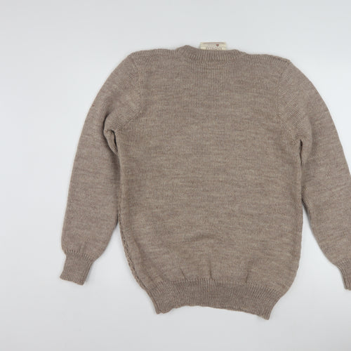 Welsh Country Knitwear Men’s Beige Wool Cable Knit Jumper M
