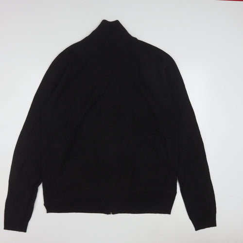 Puma Men's Black XL Full Zip Wool Blend Striped Jumper