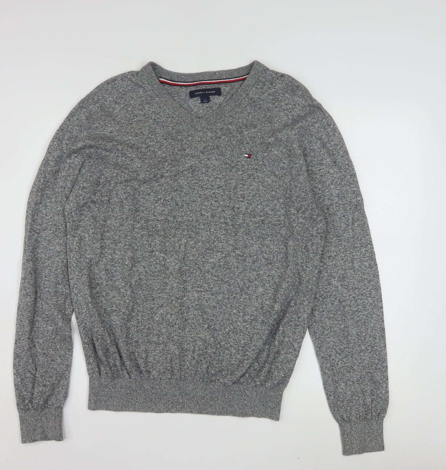 Tommy Hilfiger Men's Grey Cotton V-Neck Jumper M