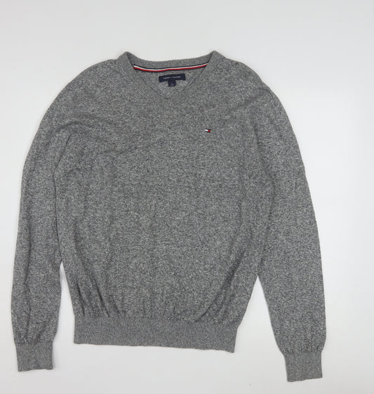 Tommy Hilfiger Men's Grey Cotton V-Neck Jumper M