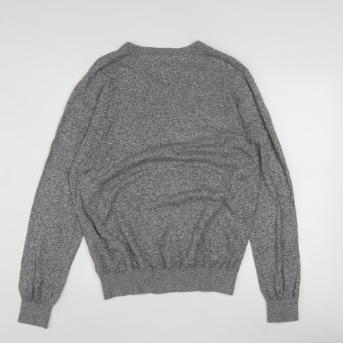 Tommy Hilfiger Men's Grey Cotton V-Neck Jumper M