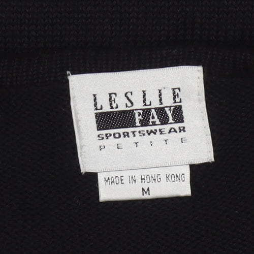 Leslie Fay Womens Black Beaded Petite Cardigan Size M