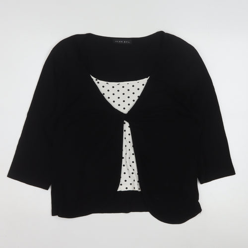 Alex & Co. Womens Black Polka Dot 3/4 Sleeve Viscose Tunic Blouse Size 16