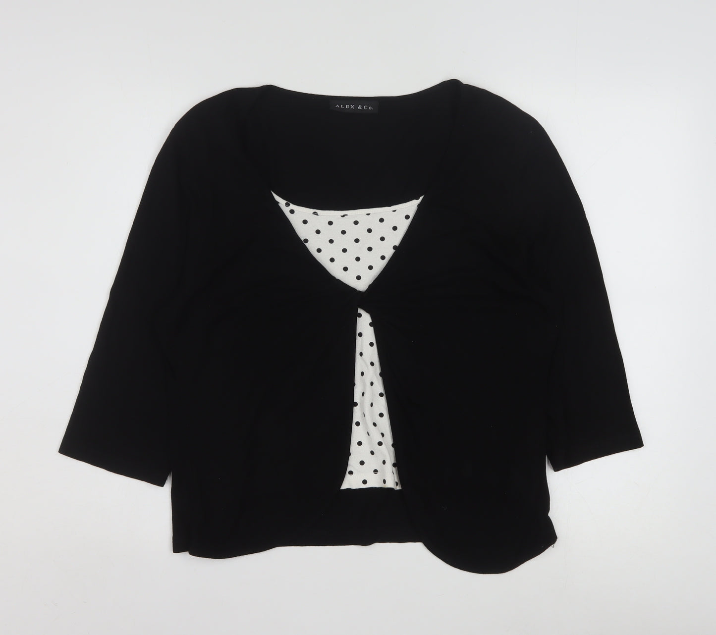 Alex & Co. Womens Black Polka Dot 3/4 Sleeve Viscose Tunic Blouse Size 16