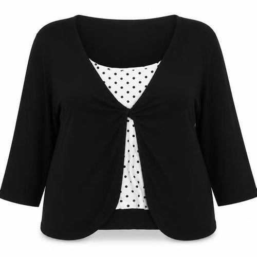 Alex & Co. Womens Black Polka Dot 3/4 Sleeve Viscose Tunic Blouse Size 16