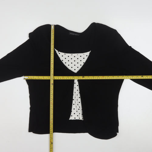 Alex & Co. Womens Black Polka Dot 3/4 Sleeve Viscose Tunic Blouse Size 16