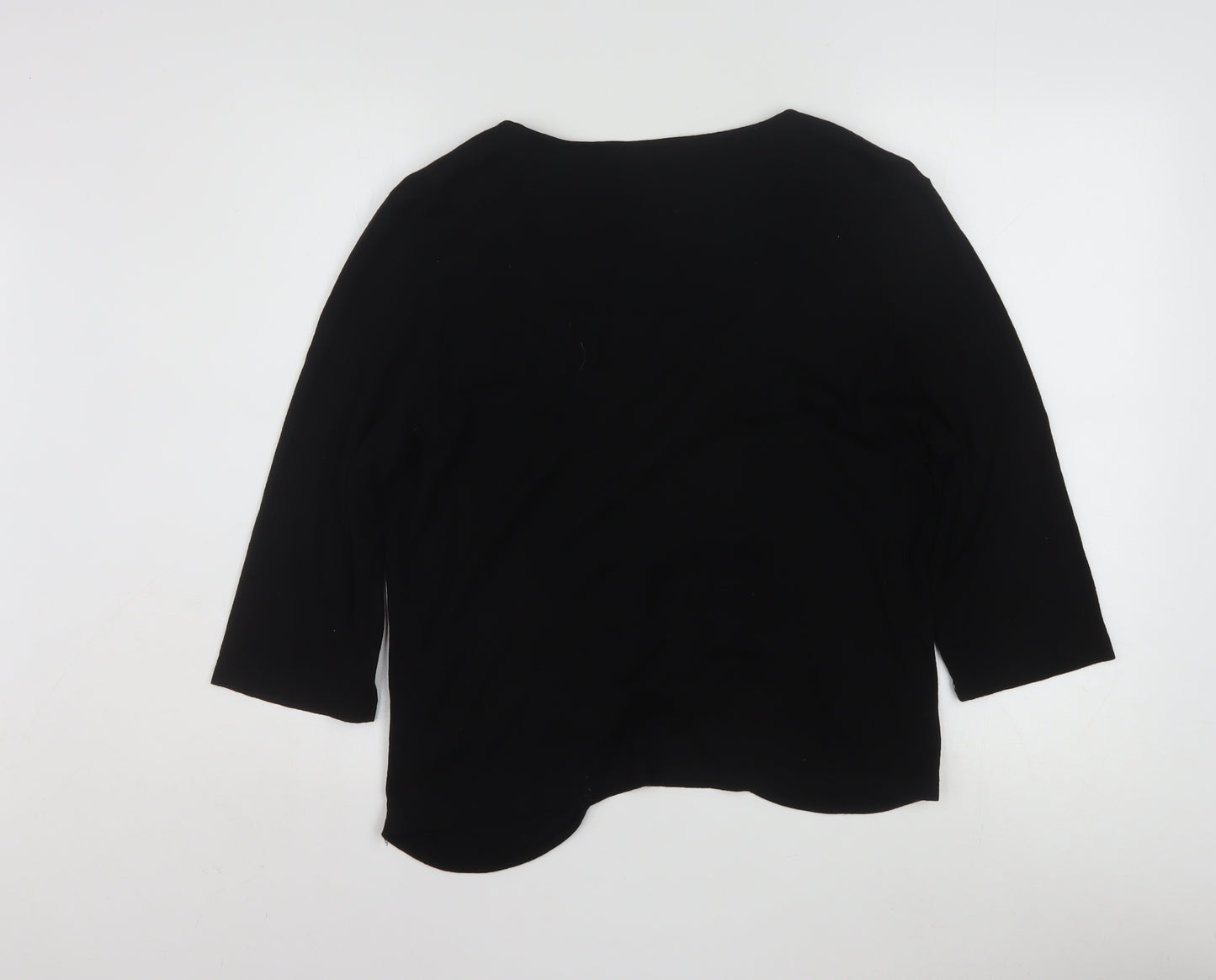 Alex & Co. Womens Black Polka Dot 3/4 Sleeve Viscose Tunic Blouse Size 16