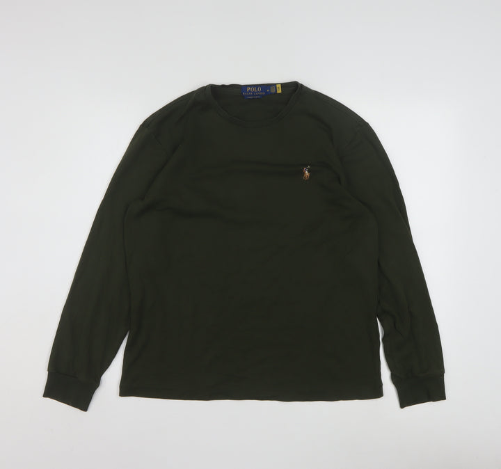Ralph Lauren Womens Green Long Sleeve Slim Fit Cotton T-Shirt M