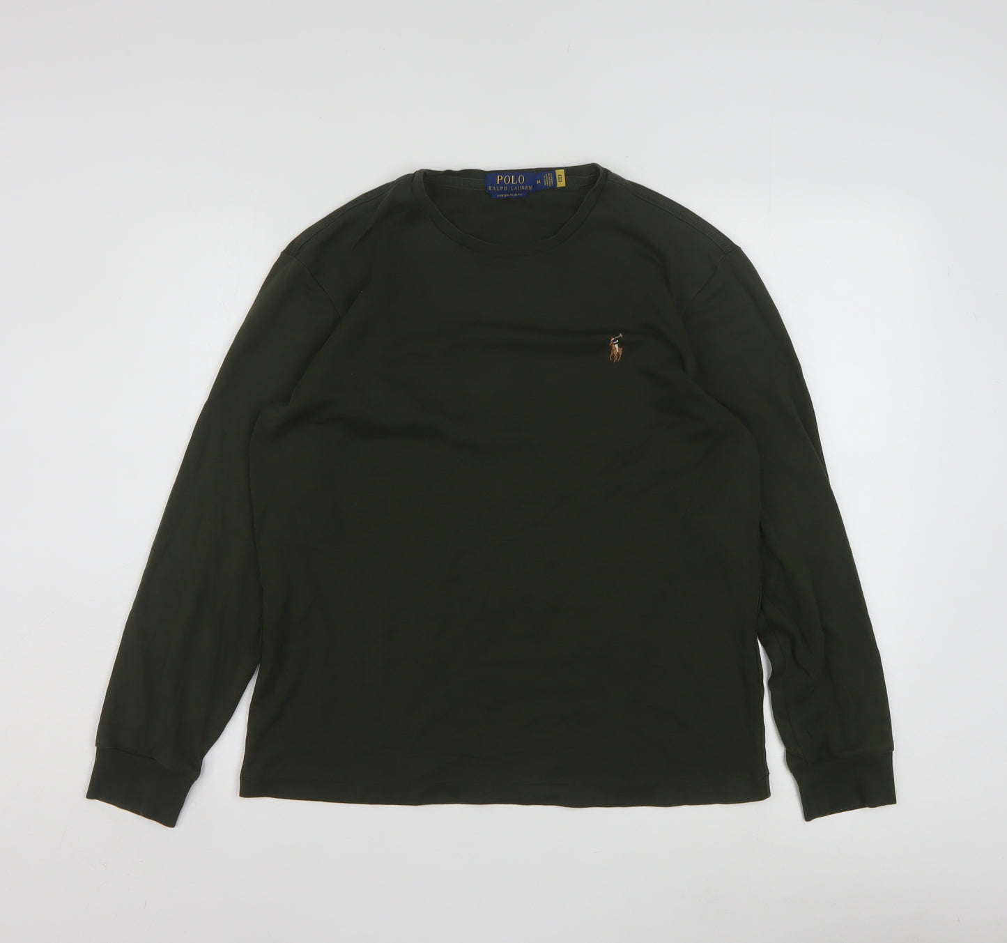 Ralph Lauren Womens Green Long Sleeve Slim Fit Cotton T-Shirt M