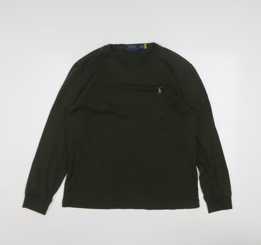 Ralph Lauren Womens Green Long Sleeve Slim Fit Cotton T-Shirt M