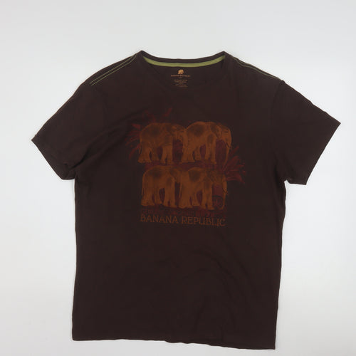 Banana Republic Men's Brown Elephant Graphic Organic Cotton T-Shirt M
