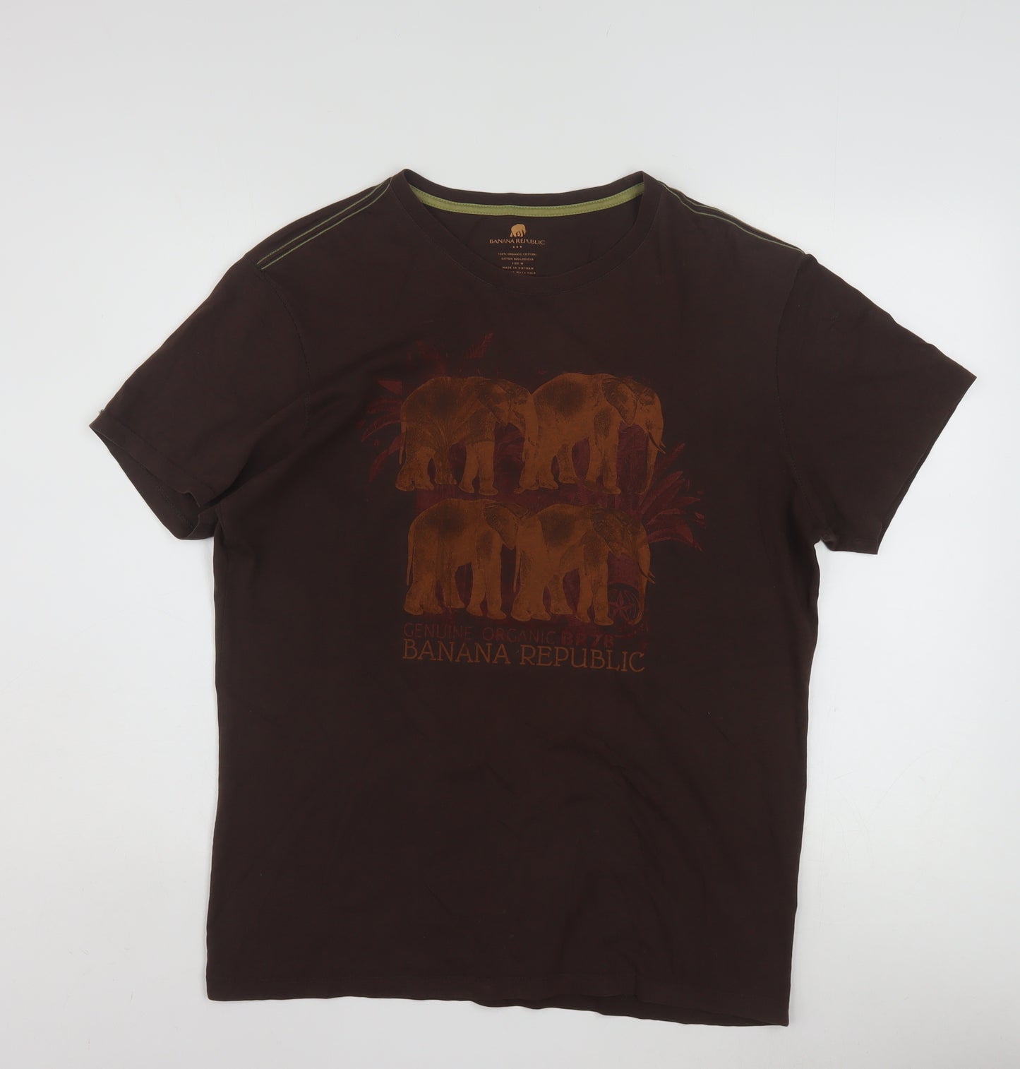 Banana Republic Men's Brown Elephant Graphic Organic Cotton T-Shirt M